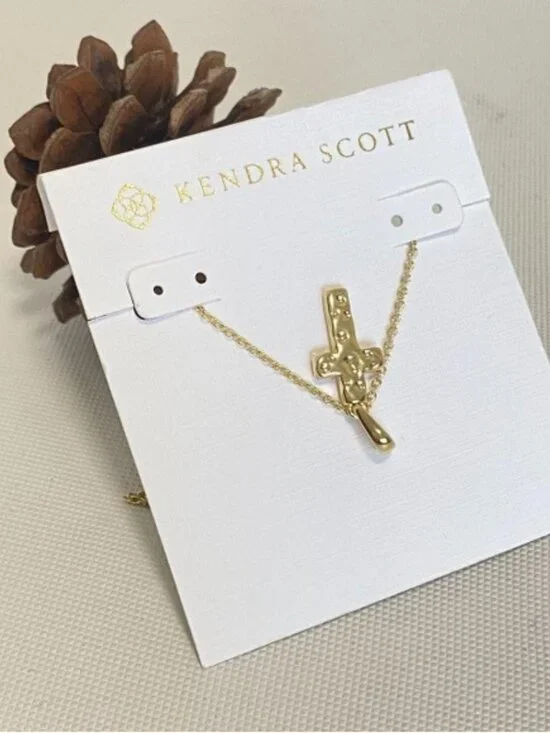 Kendra Scott Gold Cross Kyocera opal Necklace - Picture 2 of 3